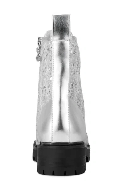Karl Lagerfeld Women's Marlee Sequin Combat Boots In Silver