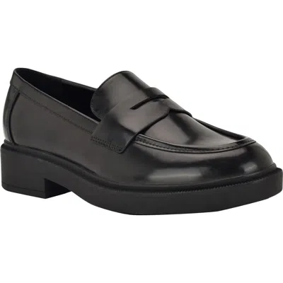Calvin Klein Women's Otinya Almond Toe Penny Loafers In Black