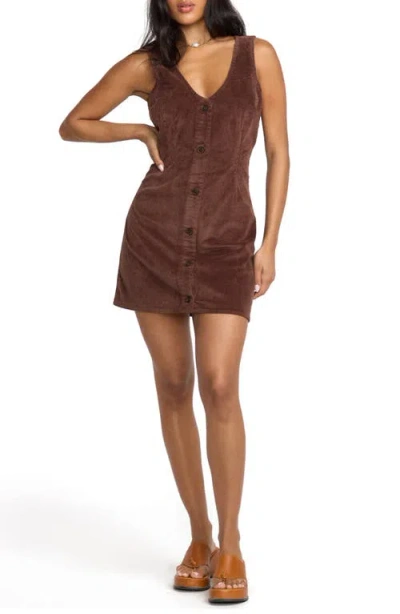 Billabong Last Waves Corduroy Minidress In Brown