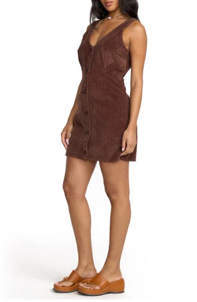 Billabong Last Waves Corduroy Minidress In Brown