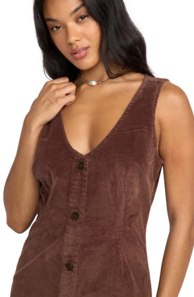 Billabong Last Waves Corduroy Minidress In Brown