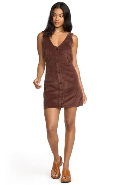 Billabong Last Waves Corduroy Minidress In Brown