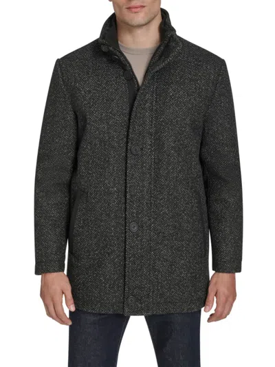 Andrew Marc Dorsey Plaid Wool Blend Car Coat In Gray