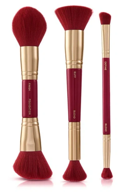 Spectrum Very Cherry 3 Piece Dual Ended Face Brush Set In Red