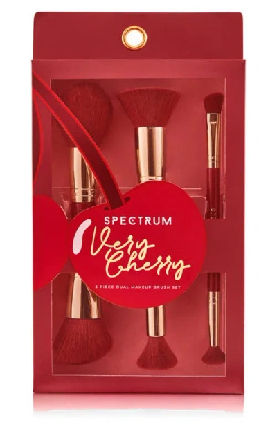 Spectrum Very Cherry 3 Piece Dual Ended Face Brush Set In Red