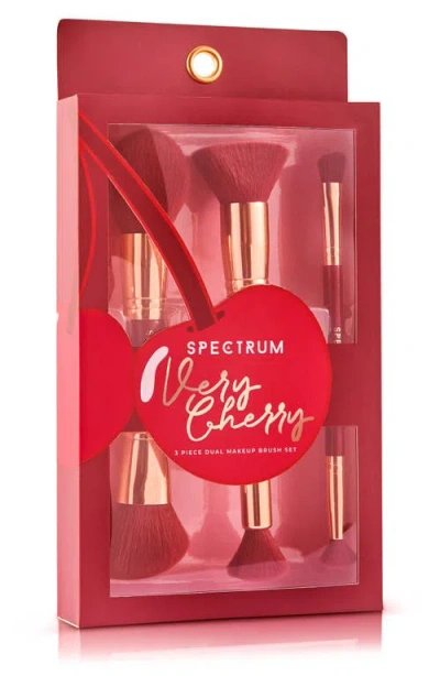 Spectrum Very Cherry 3 Piece Dual Ended Face Brush Set In Red