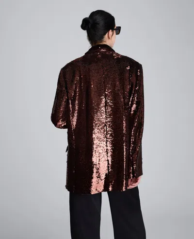 Kenneth Cole Sequin Boyfriend Jacket In Burgundy