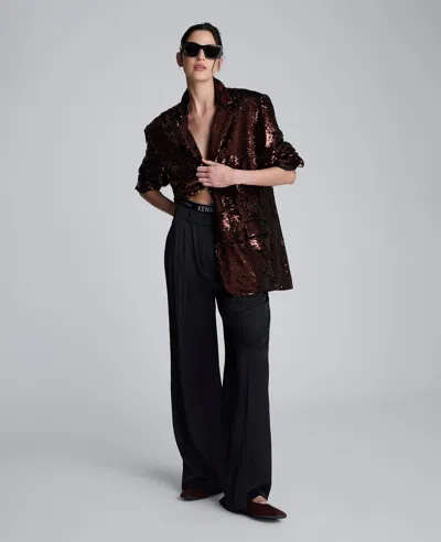 Kenneth Cole Sequin Boyfriend Jacket In Burgundy