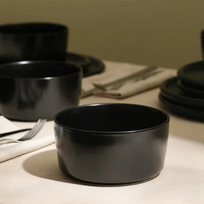 Stone Lain Eden Stoneware 24-piece Dinnerware Set In Black