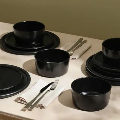 Stone Lain Eden Stoneware 24-piece Dinnerware Set In Black