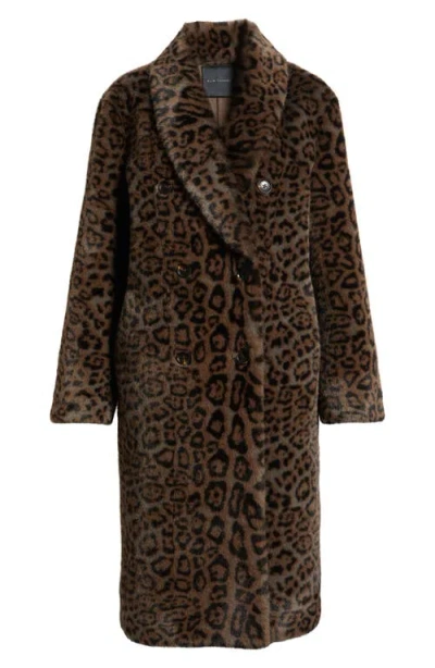 Elie Tahari The Bianca Leopard Print Faux Fur Coat In Brown
