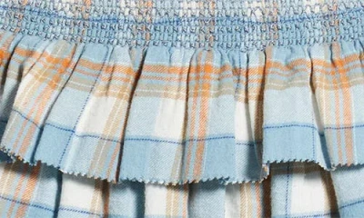 Love The Label Vera Smocked Tiered Cotton Miniskirt In Blue