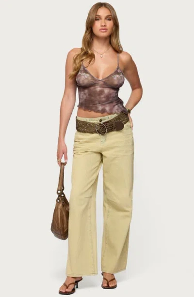 Edikted Embroidered Print Mesh Camisole In Multi