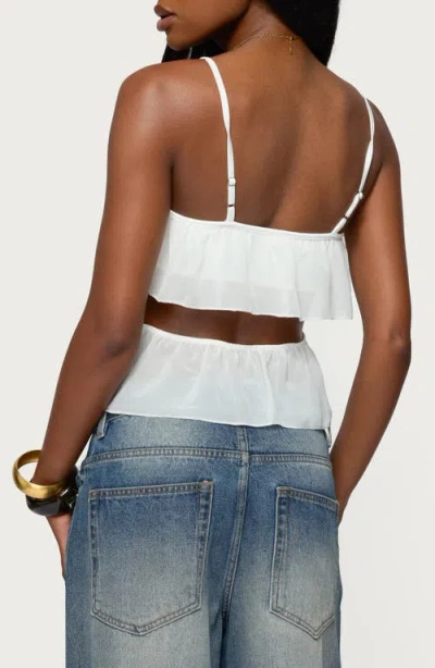 Edikted Sheer Chiffon Ruffled Cut Out Top In Black