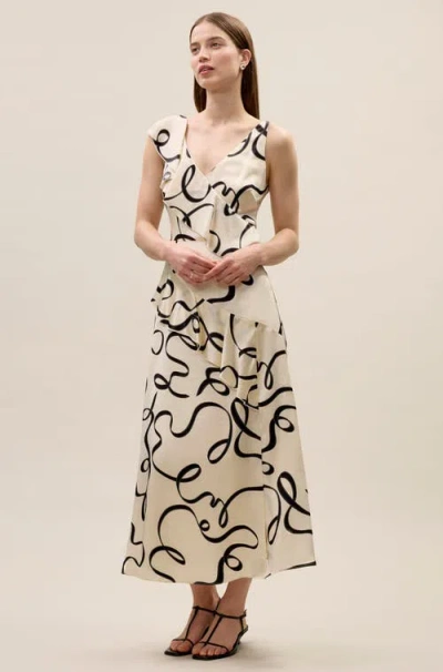 Rebecca Taylor Hollis Satin Ribbon Dress In Neutral
