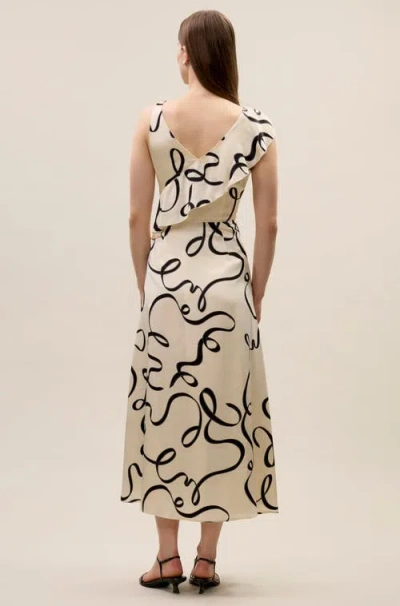 Rebecca Taylor Hollis Satin Ribbon Dress In Neutral