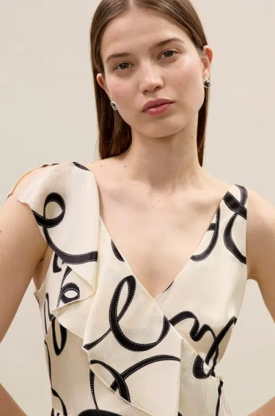 Rebecca Taylor Hollis Satin Ribbon Dress In Neutral