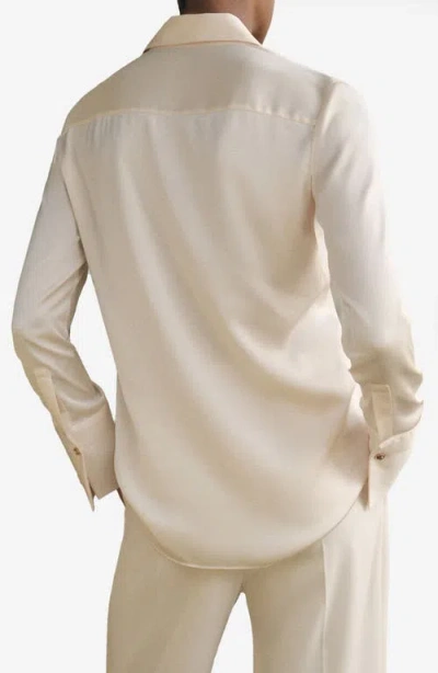 Mango Satin Finish Flowy Shirt Ecru In Neutral