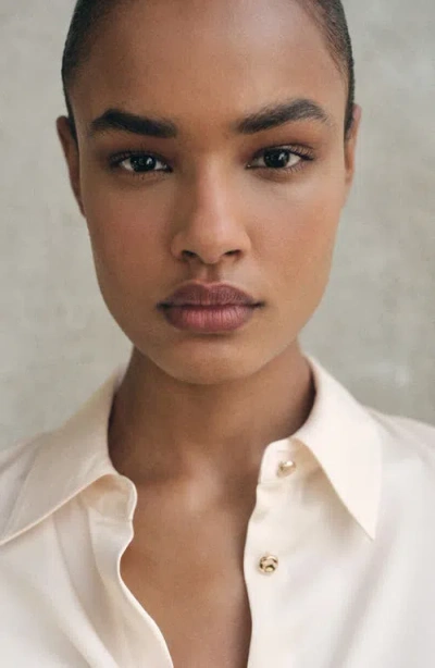 Mango Satin Finish Flowy Shirt Ecru In Neutral