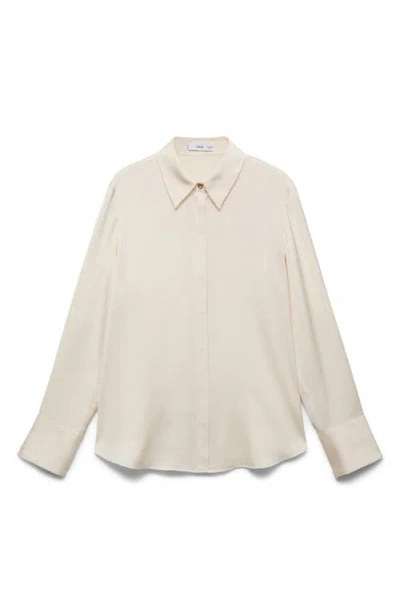 Mango Satin Finish Flowy Shirt Ecru In Neutral