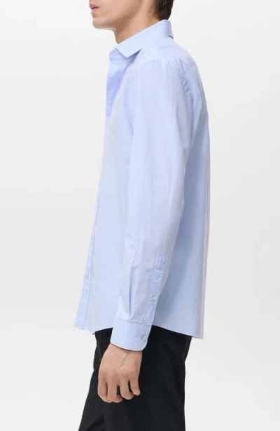 Mango Regular Fit Linen Button-up Shirt In Blue