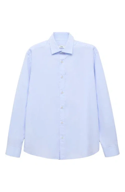 Mango Regular Fit Linen Button-up Shirt In Blue