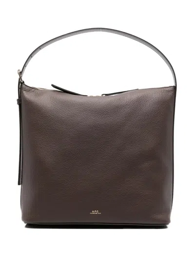 Apc A.p.c. Vera Leather Shoulder Bag In Brown