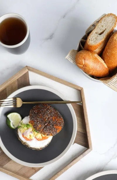 Stone Lain Serenity Stoneware 4-piece Salad Plate Set In Gray