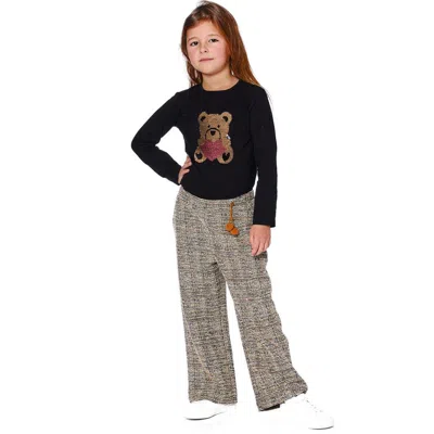 Deux Par Deux Tweed Flare Pants In Gray