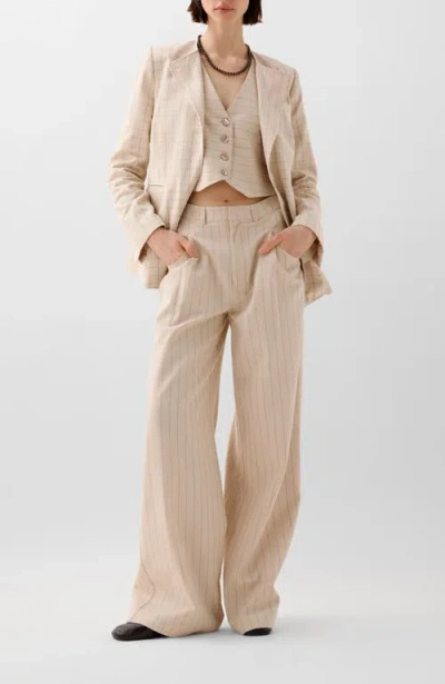 Scalpers Stripes Check Blazer In Neutral