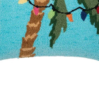 C & F Home C&f Home Christmas Palm Tree W/ Lights Hooked Accent Throw Pillow, 18" X 18" In Blue