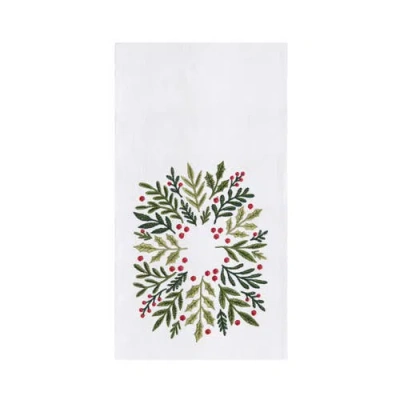 C & F Home C&f Home Christmas Botanical Wreath Towel In White