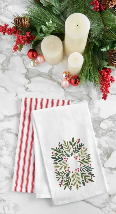 C & F Home C&f Home Christmas Botanical Wreath Towel In White