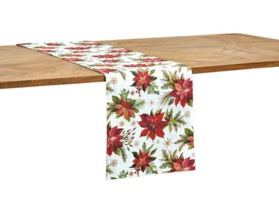 C & F Home C&f Home Poinsettia Christmas Table Runner 14" X 72" In Multi