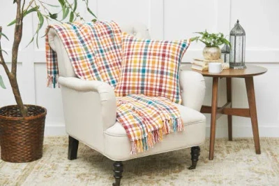 C & F Home C&f Home Fall Plaid Throws In Yellow