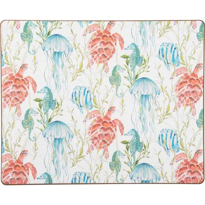 C & F Home C&f Home Paradise Sound Placemats Set Of 6 Coastal Ocean Beach Nautical, 13" X 16" In White