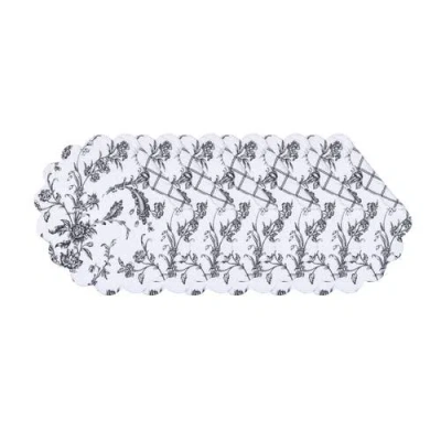 C & F Home C&f Home Bleighton Black Round Cotton Placemat Machine Washable Set Of 6 In White