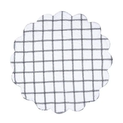 C & F Home C&f Home Bleighton Black Round Cotton Placemat Machine Washable Set Of 6 In White