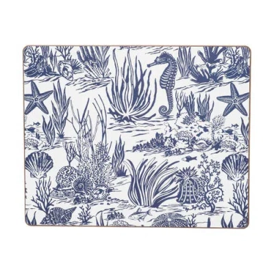 C & F Home C&f Home Reef Shores Placemats Set Of 6 Blue & White Seaside Pattern, 13" X 16" In Blue
