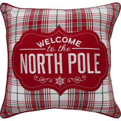 C & F Home C&f Home Welcome North Pole Christmas Throw Pillow, 18" X 18" In Red