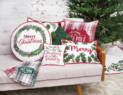 C & F Home C&f Home Welcome North Pole Christmas Throw Pillow, 18" X 18" In Red