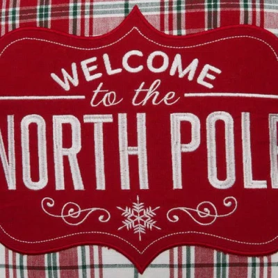 C & F Home C&f Home Welcome North Pole Christmas Throw Pillow, 18" X 18" In Red
