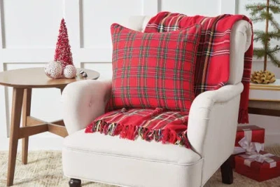 C & F Home C&f Home Arlington Plaid Rustic Lodge Cabin Christmas Accent Throw Pillow, 20" X 20" In Red
