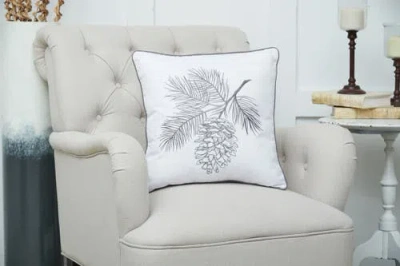 C & F Home C&f Home Pinecone Spring Embroidered Christmas Throw Pillow, 18" X 18" In White
