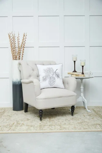 C & F Home C&f Home Pinecone Spring Embroidered Christmas Throw Pillow, 18" X 18" In White