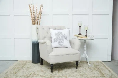 C & F Home C&f Home Pinecone Spring Embroidered Christmas Throw Pillow, 18" X 18" In White