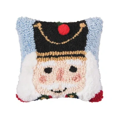 C & F Home C&f Home Nutcracker Hooked Small/petite Christmas Accent Pillow, 8" X 8" In Blue