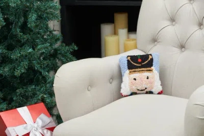 C & F Home C&f Home Nutcracker Hooked Small/petite Christmas Accent Pillow, 8" X 8" In Blue