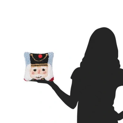 C & F Home C&f Home Nutcracker Hooked Small/petite Christmas Accent Pillow, 8" X 8" In Blue