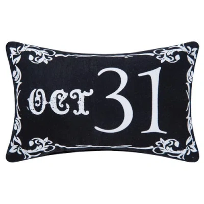 C & F Home C&f Home Gothic Script "oct 31" Halloween Small Petite Accent Pillow 8" X 12" In Black